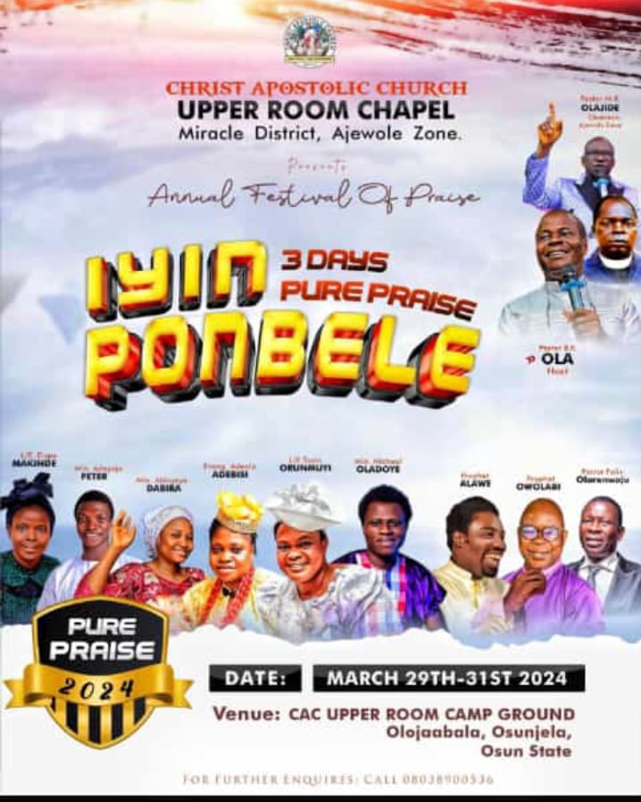 CAC upper room holds three days, pure praise concert 